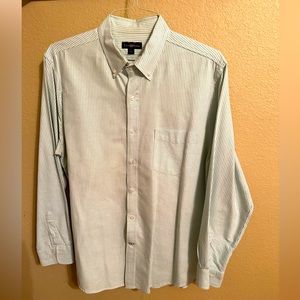 Club Room Pinstriped (Aqua) Button-Down Oxford Shirt -Men's Large